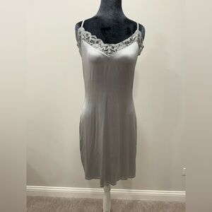 NWOT! Hanro Silver Grey Chemise with Lace Detail